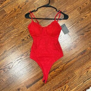 Red Lace Corset Bramisuit XS from Klassy Network NWT